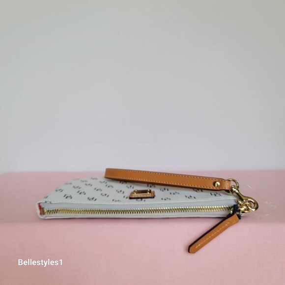 DOONEY & BOURKE Blakely Signature Logo Print Large Wristlet- Bone color ⭐ - Picture 11 of 16